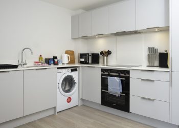 kitchen utensils, washing machine and dishwasher