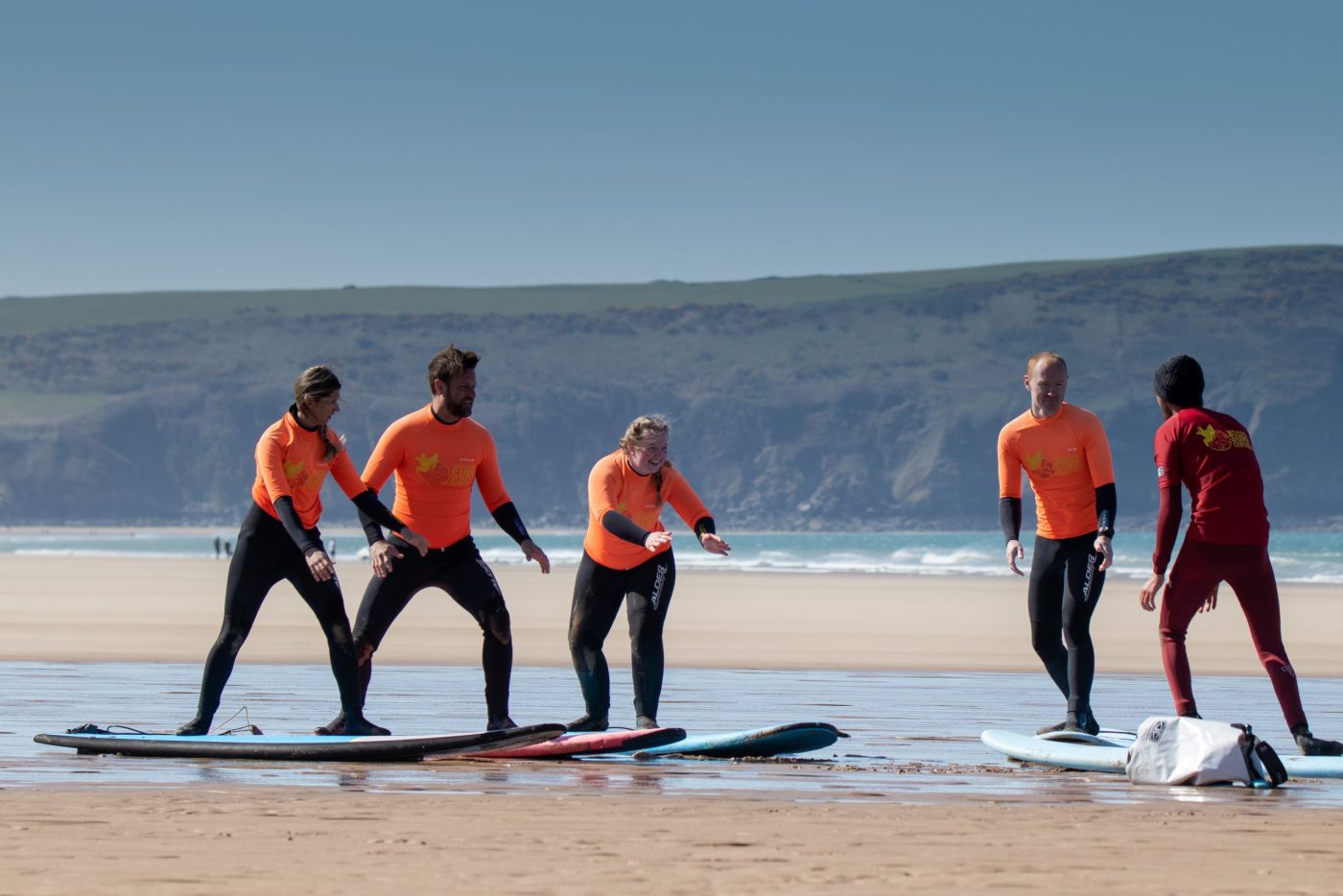 Surf school at Woolacombe