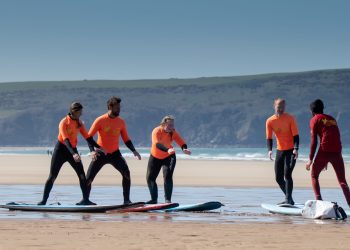Surf school at Woolacombe