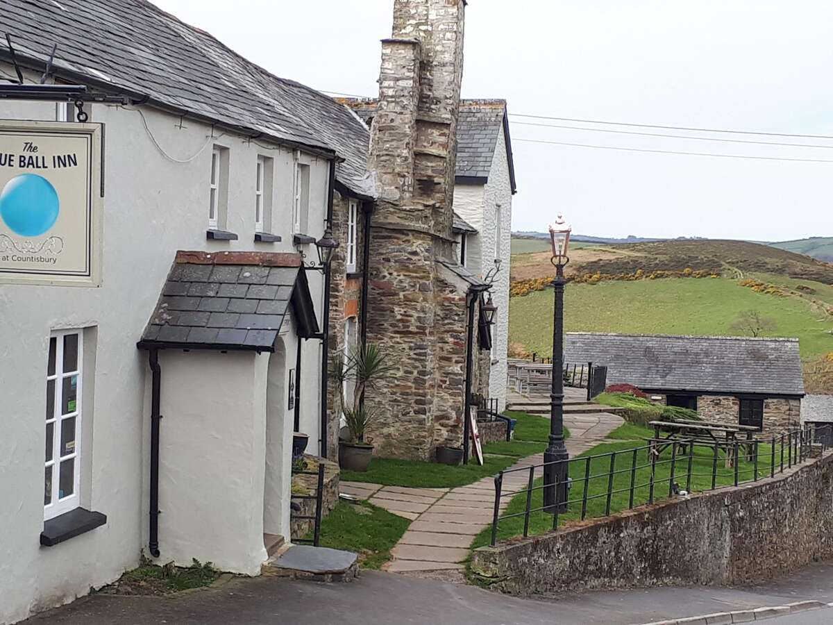 Rural setting of The Blue Ball Inn in Lynmouth
