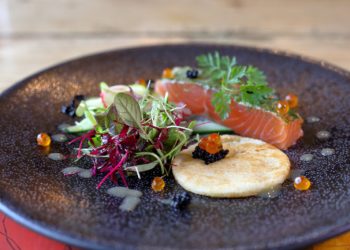 Salmon dish served at the Mason Arms in Knowstone