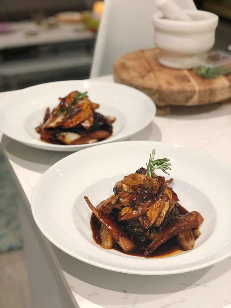 Two fine dining dishes made by Byron Woolacombe's private chef