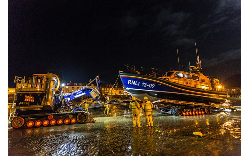 Moving a lifeboat at night