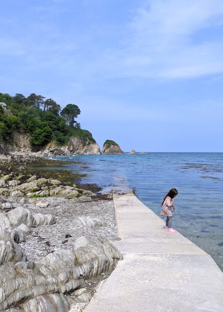 Child fishing on Lee Bay