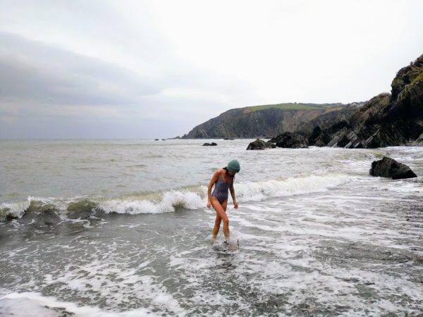 Paddling on a North Devon beach