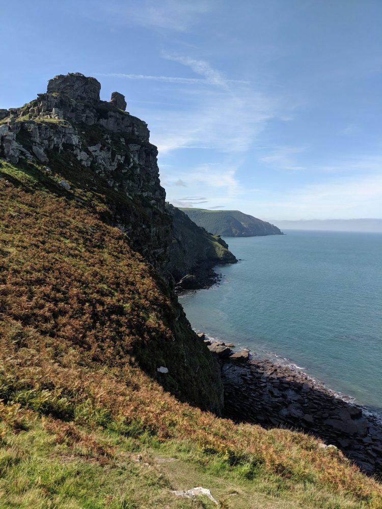 Dramatic view of cliffs photographed in Autumn at the Valley of the Rocks