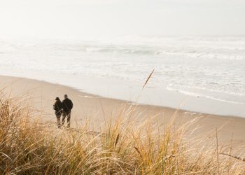 Romantic beach walk