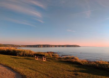Romantic sunset by the beach